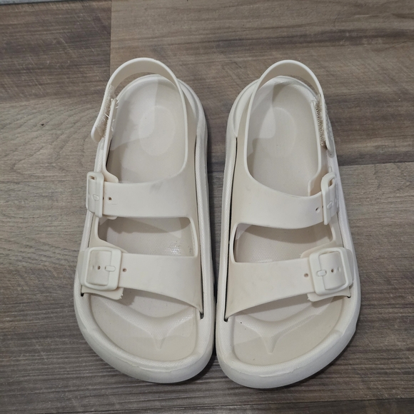 unbranded Other - Cream Chunky Platform Sandals - Double Buckle Comfort Slides - Sz 3